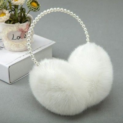 Bịt tai lông thỏ ấm áp dễ thương bờm đính ngoc trai PK58 - Có ảnh thật