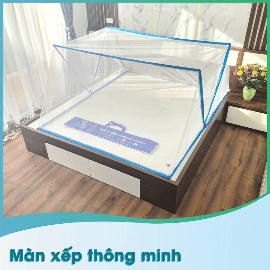 Mùng , Màn Lưới Chống Muỗi Gấp Gọn Tiện Dụng, Màn Chụp Gấp Gọn Thông Minh (Khung inox)