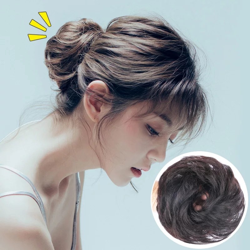 Búi tóc giả xoăn co giãn phong cách thời trang