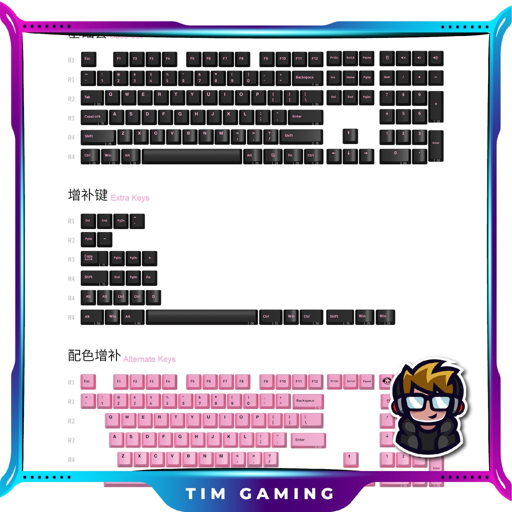 Bộ Keycap AKKO Black Pink