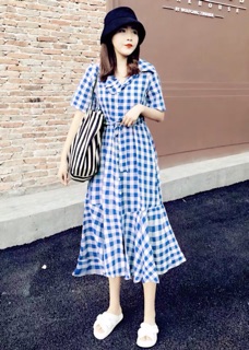 Đầm caro xanh đuôi cá
