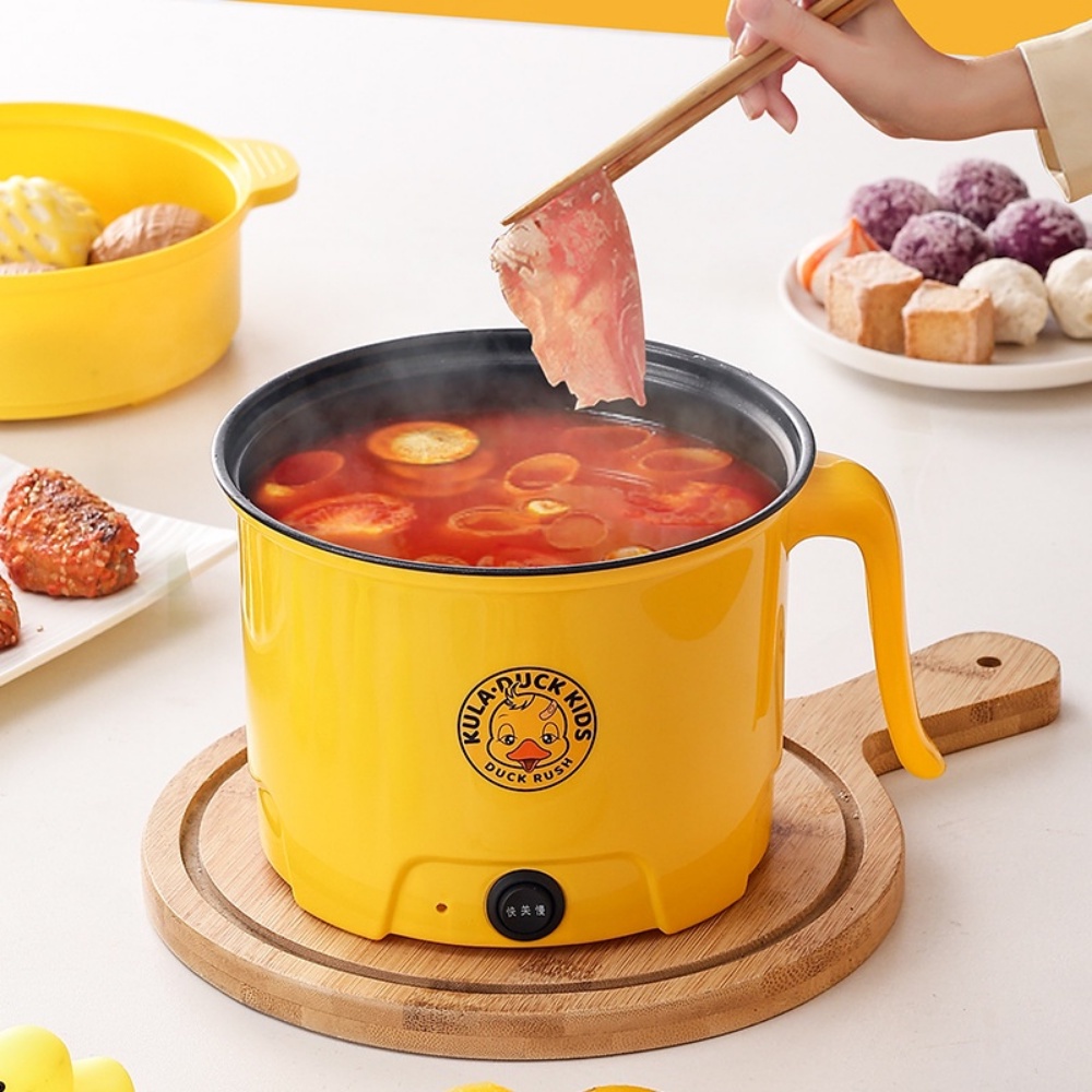 Ca Nấu Mì Siêu Tốc Thế Hệ Mới Vịt Vàng, Nồi Lẩu Mini Điện Đa Năng, Nồi Nấu Đa Năng,  2 Nấc Nhiệt Có Tay Cầm Cách Nhiệt