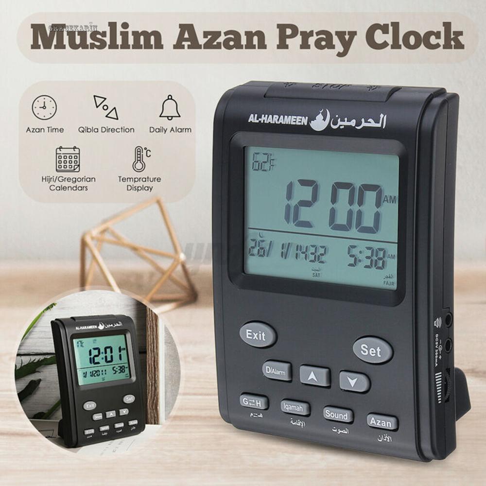 Clock Black Control Prayer E44980 Muslim Azan Athan Islamic Convenient