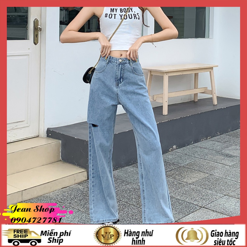 Quần jean nữ 🍎FREE SHIP🍎 Quần bò ống rộng nữ hàng Quảng Châu giá rẻ-Quần nữ cạp cao mẫu mới nhất chất đẹp không bai xù