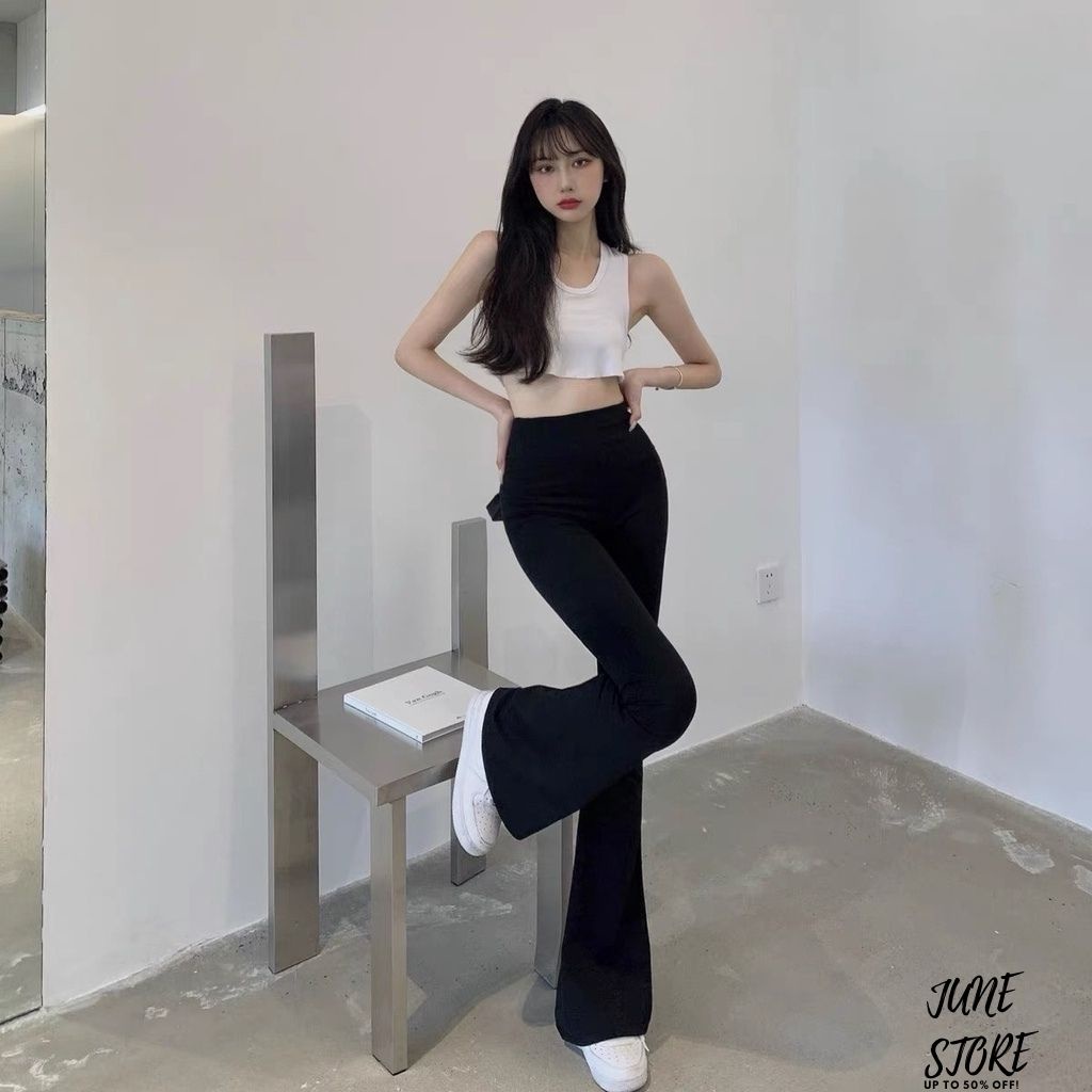 Quần Ống Loe Lưng Cao Siêu Tôn Dáng Co Giãn Tốt