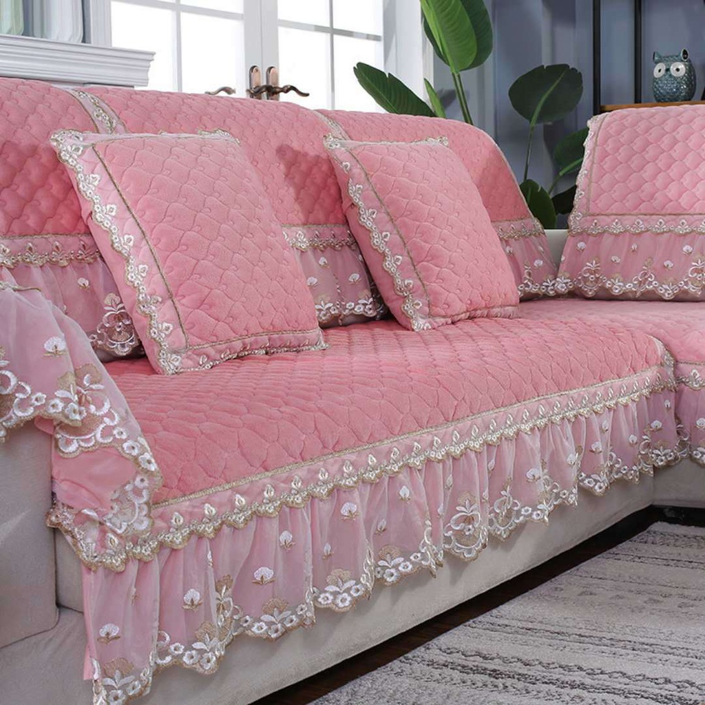 Vỏ Bọc Ghế Sofa Mùa Đông Bằng Vải Flannel Dày Chống Trượt Phong Cách Châu Âu