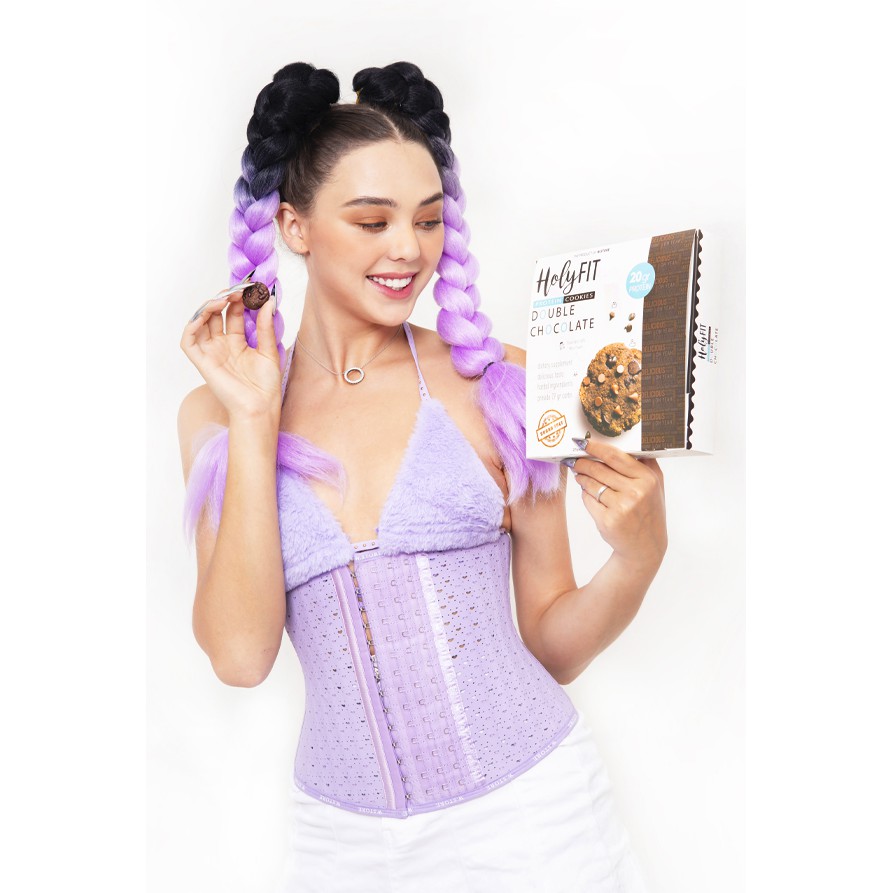 Đai Nịt Bụng Latex Lưới Chuẩn WSTORE - Latex Celia Tím 27 Xương, 4 Nấc Cài, Siết Cao,Thoáng Khí, Dài 26.5cm