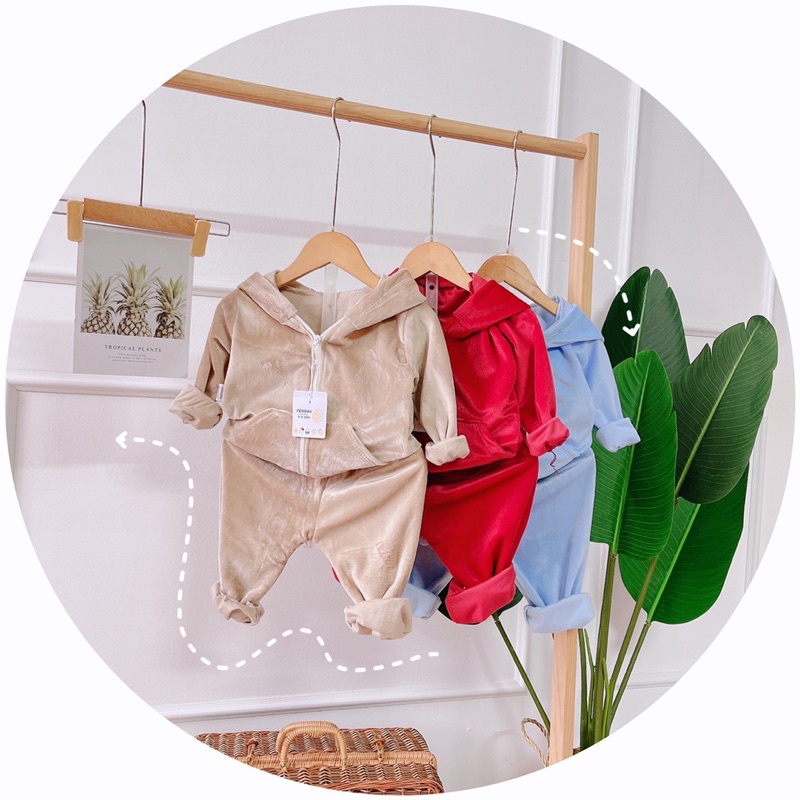 Bộ nỉ nhung lông siêu ấm cho bé trai, bé gái K005