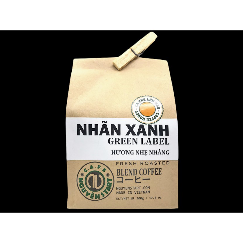 Cà phê rang xay - Nguyên Start Nhãn Xanh - pha phin va pha máy - gói 500gr