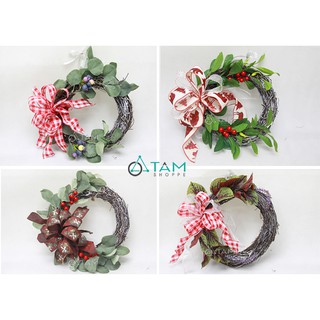 [NOEL-GIÁNG SINH-CÓ HỎA TỐC] Vòng nguyệt quế Noel nửa vòng lá tía tô ĐK 35cm X-VNGQ-19