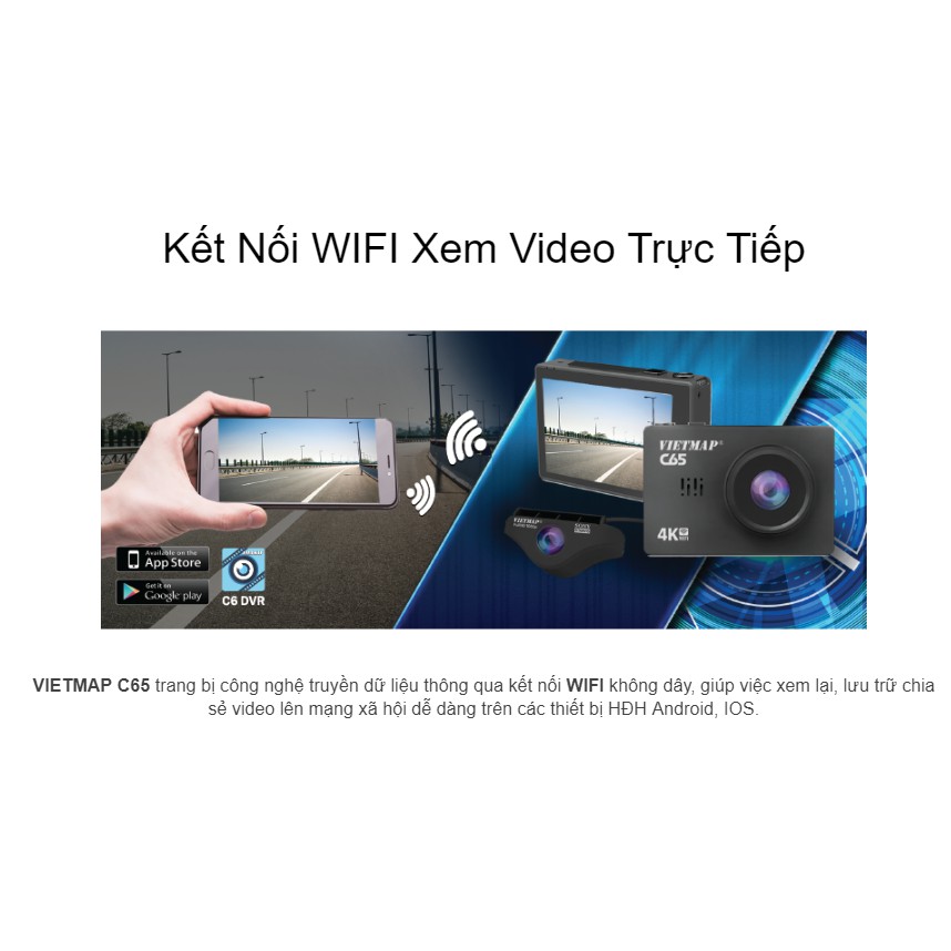 Vietmap C65 tặng thẻ nhớ 128GB (Ghi hình trước sau+Cảnh báo giao thông bằng giọng nói)