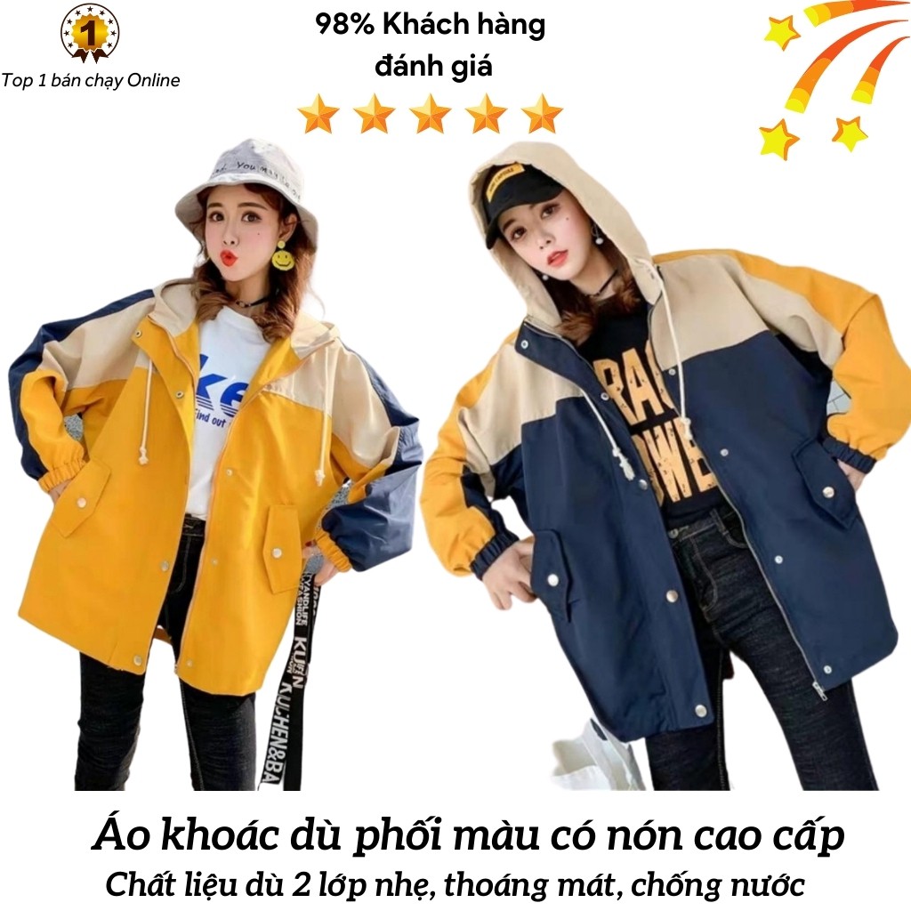 Áo khoác dù phối màu KD9 có nón, form unisex cho nam và nữ, kiểu dáng Hàn Quốc hiện đại, trẻ trung, tinh tế | BigBuy360 - bigbuy360.vn