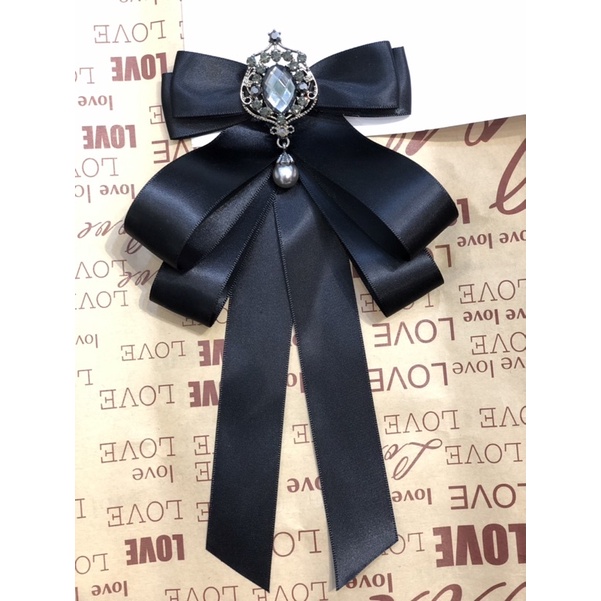 Tag nơ cài áo ghim cài áo đính đá thanh lịch