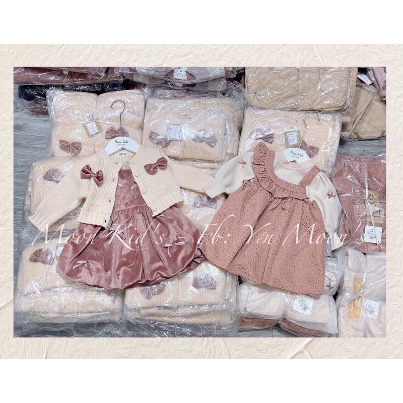 Set váy nhung cao cấp cho bé gái