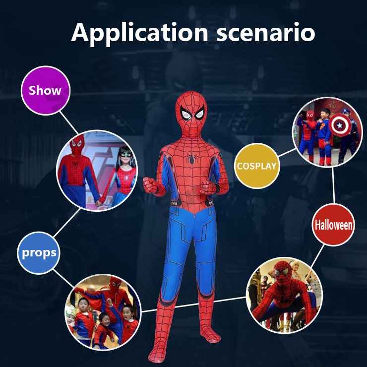 SUGE Người nhện Cosplay Trang Phục Trẻ Em Cậu Bé Siêu Anh Hùng Phù Hợp Với Trẻ Em Bodysuit Trẻ Em Halloween Trang Phục Jumpsuit