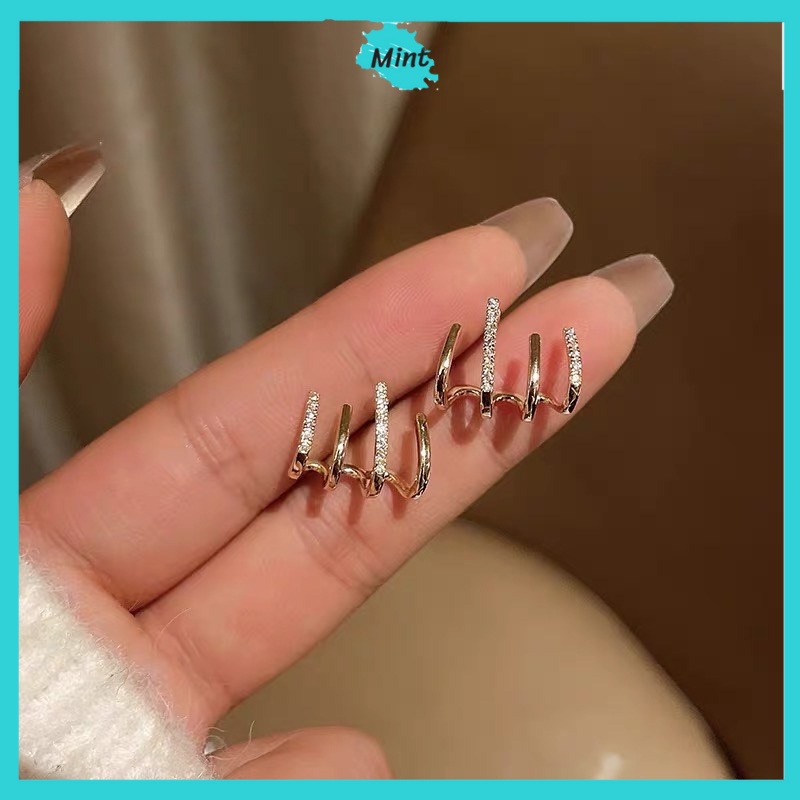 Bông Tai ❤️KHÔNG GÂY DỊ ỨNG❤️ Khuyên Tai Hình Răng Cưa Đính Đá Sang Chảnh Phong Cách Hàn Quốc