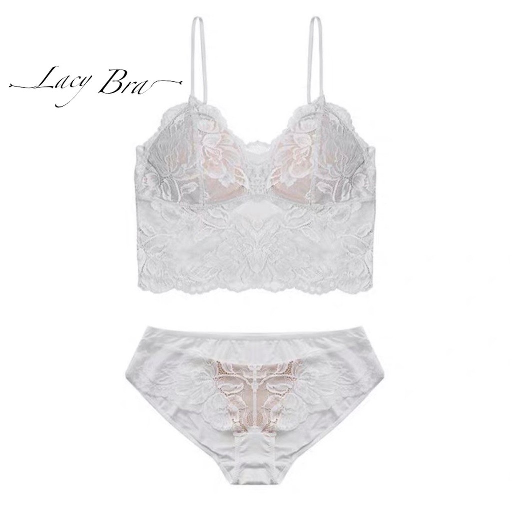 Bộ Đồ Lót Ren Hoa Mềm Dáng Bra Đệm Mỏng Sexy Lacy Bra - B12