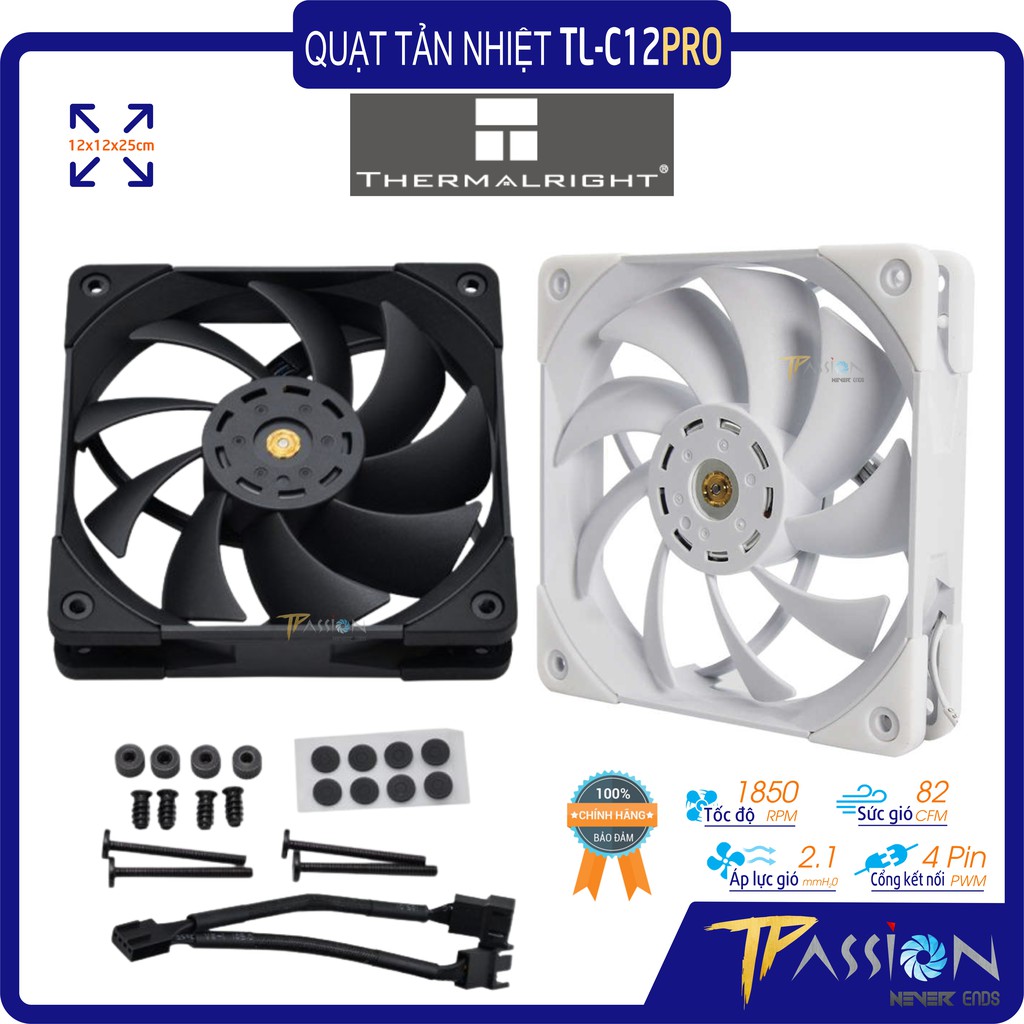 Quạt tản nhiệt Fan case 12cm Thermalright TL-C12 PRO - Hàng chính hãng, cao cấp, quay êm, gió mạnh