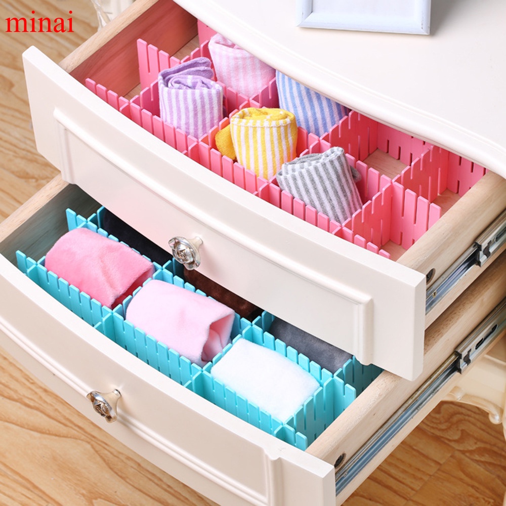 ❌SALE❌Set 4 Thanh Nhựa Chia Ngăn Tủ, Phân Ô Linh Động 88303