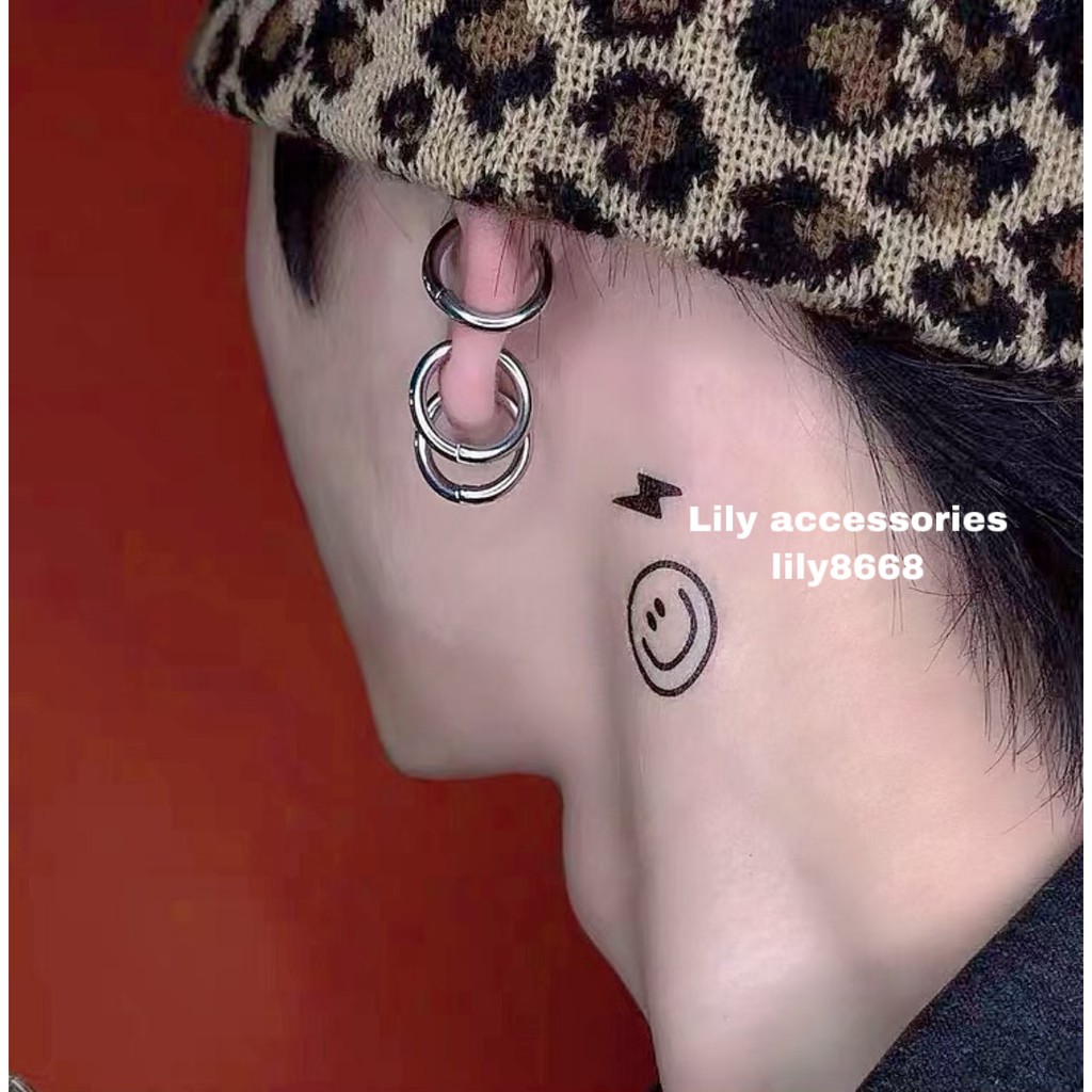 Hoop EarCuff kẹp tai titan tròn không cần xỏ lỗ không gỉ không đen không dị ứng cho nam nữ (Full size)