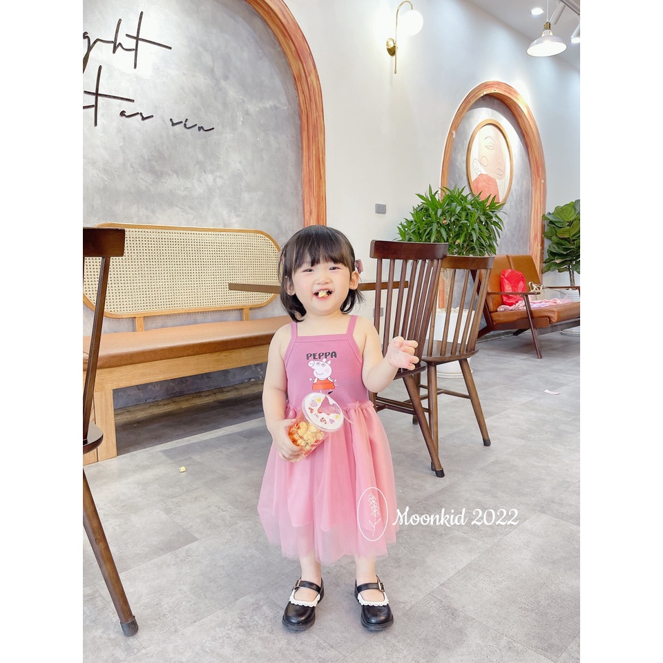 Váy hai dây mùa hè yêu xinh cho bé gái, đầm ren xoè công chúa cho bé