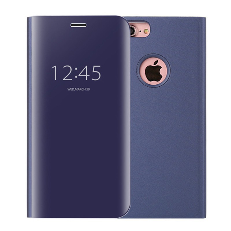 [Ready Stock]iPhone 6 6S / 6 6S Plus Luxury Plating Acrylic Mirror Bracket Leather Flip Case