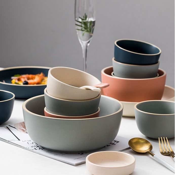 Bộ chén dĩa bát đĩa màu basic