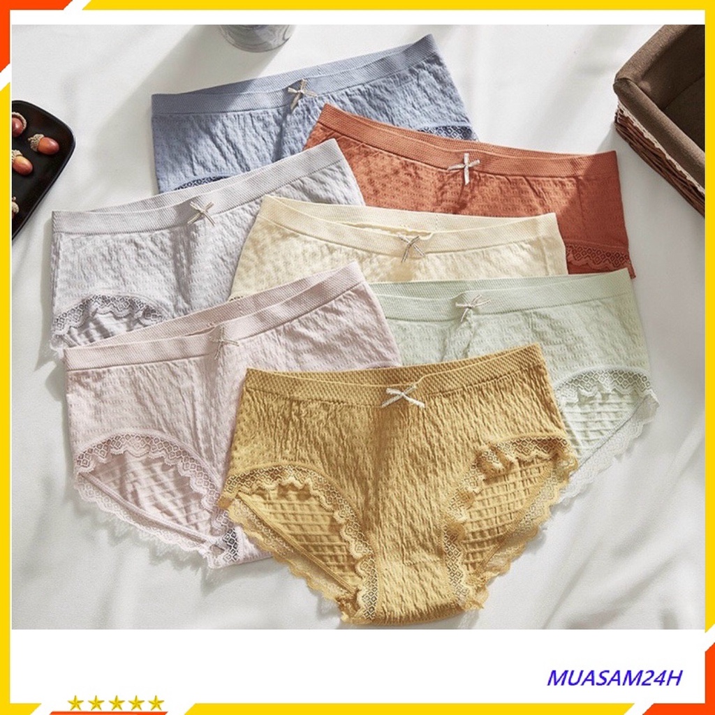 Quần lót nữ cotton kháng khuẩn vải mềm viền ren ôm bụng nâng mông Freeship Quần chip nữ thông hơi co giãn 4 chiều QL01