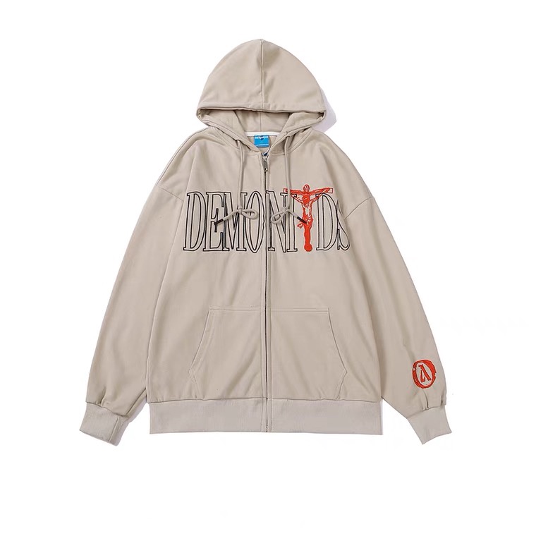 Áo Hoodie Khóa Zip Chữ Demonids LJIN K0605 Chất Nỉ Dày Dặn Cá Tính Trẻ Trung