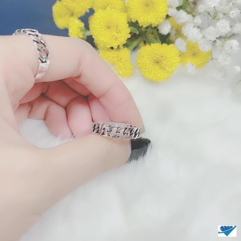 Nhẫn bạc nữ thiết kế kiểu mắt xích mới lạ độc đáo, thời trang,cá tính-Bạc Ngọc Anh