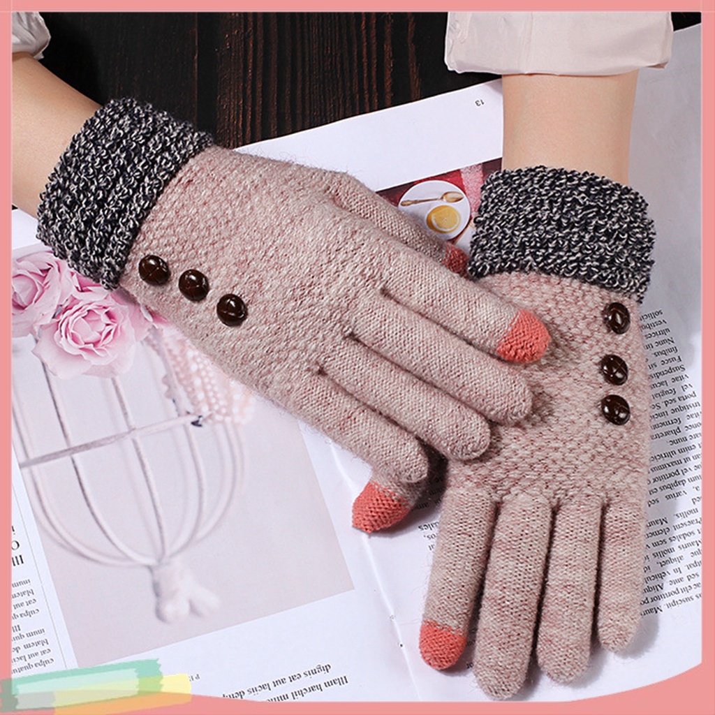 1 Cặp Găng Tay Bảo Vệ Ngón Tay Cảm Ứng Màn Hình Phối Màu Thời Trang Cho Nữ