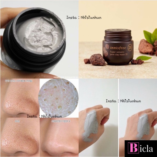 Mặt Nạ Đất Sét Tro Núi Lửa Giảm Mụn Đầu Đen Innisfree Super Volcanic Pore Clay Mask 2X 100ml.