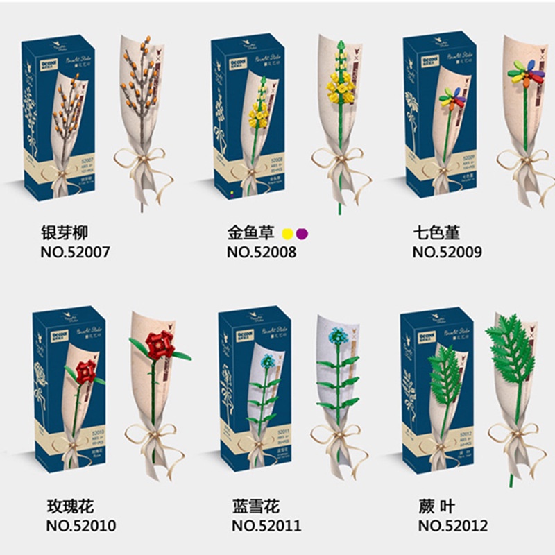 ZHAN QI TOYS Đồ chơi lắp ghép Zhan Qi Toys hình cành hoa nhiều loại DIY trang trí để bàn cho ngày tình nhân