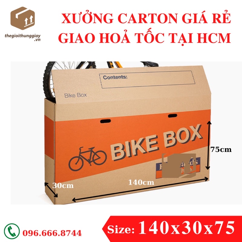 Thùng giấy siêu to đựng xe đạp bike box 140x30x75 cm, thùng giấy màn hình led tivi siêu mỏng, thùng giấy đựng tranh ảnh