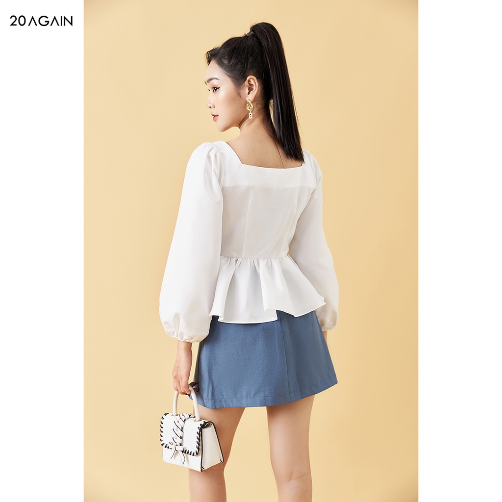 Áo sơ mi nữ babydoll 20Sexy by 20AGAIN, thiết kế tay bồng trẻ trung, vải tafta cao cấp ASA1622