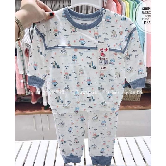 AVALER - Bộ dài tay bé trai, gái chính hãng chất nỉ coton da cá