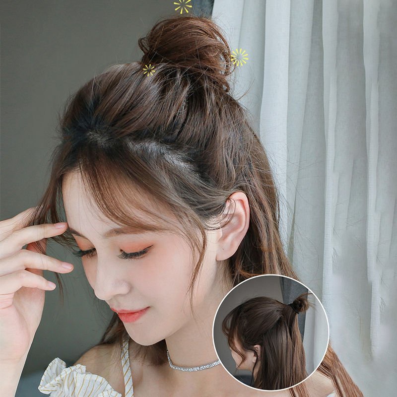 Tóc giả nữ Mivino tóc xoăn búi củ hành phong cách Hàn Quốc dễ thương TG22 yrshop
