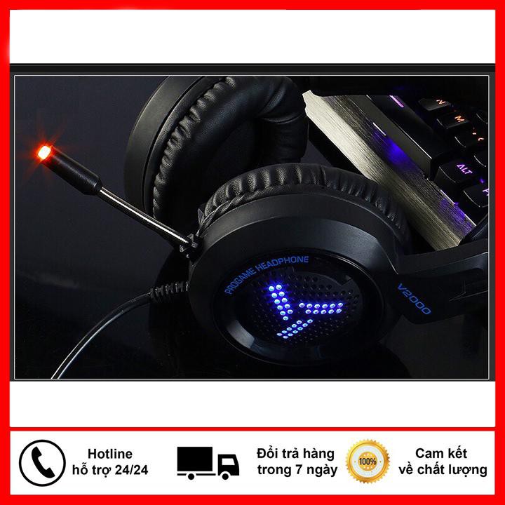 (HÀNG TỐT GIÁ SỐC) Tai Nghe Chụp Dây Dù V2000 Gaming Âm Thanh Hay - Nghe To Có Mic Đàm Thoại Loại Tốt