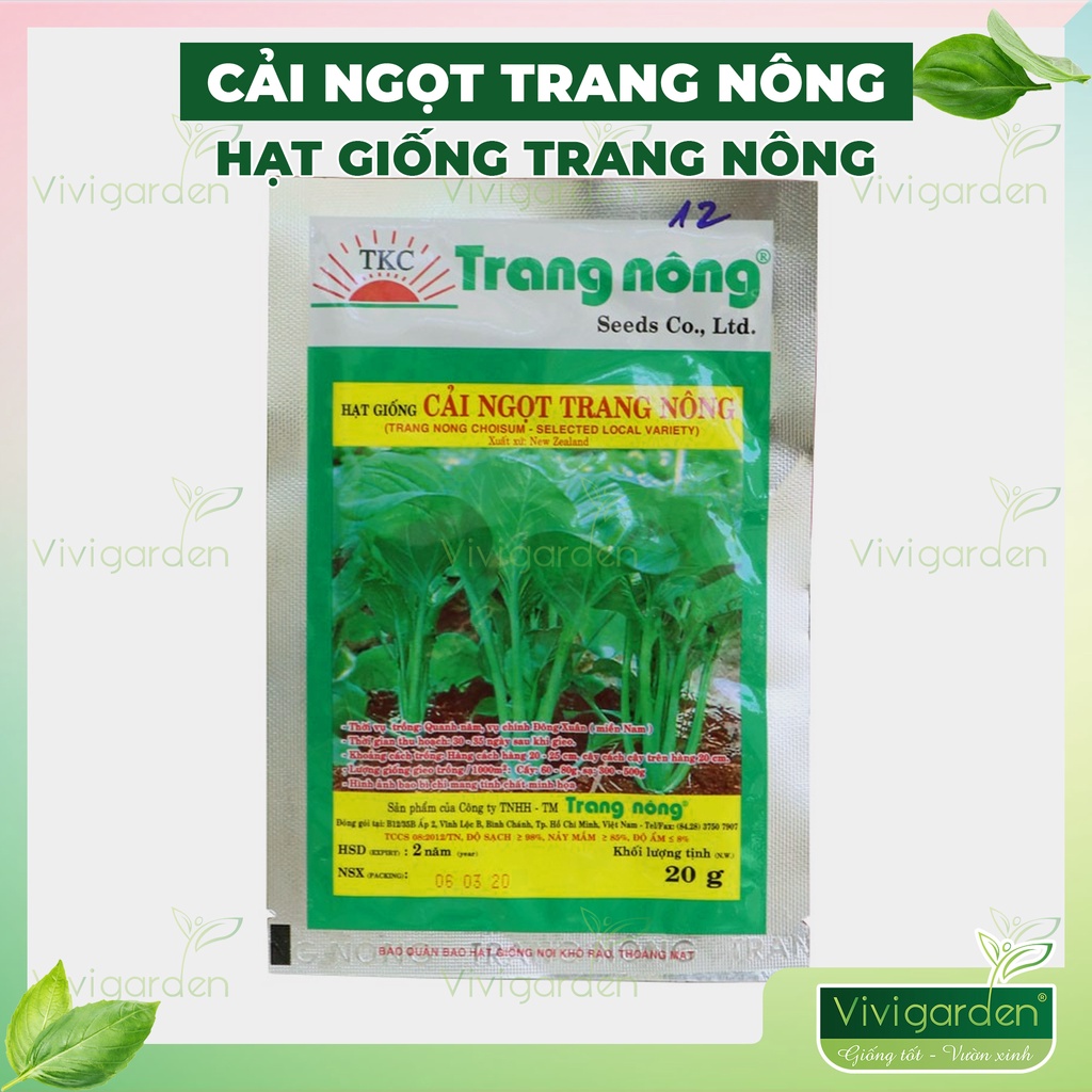 Gói 20gr hạt giống cải ngọt trang nông dễ trồng