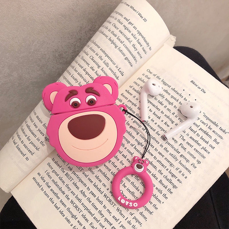Vỏ Bảo Vệ Hộp Sạc Tai Nghe Airpod 1 2 3 Pro Bằng Silicon Mềm Họa Tiết Hoạt Hình Gấu Hồng Dễ Thương Chống Sốc