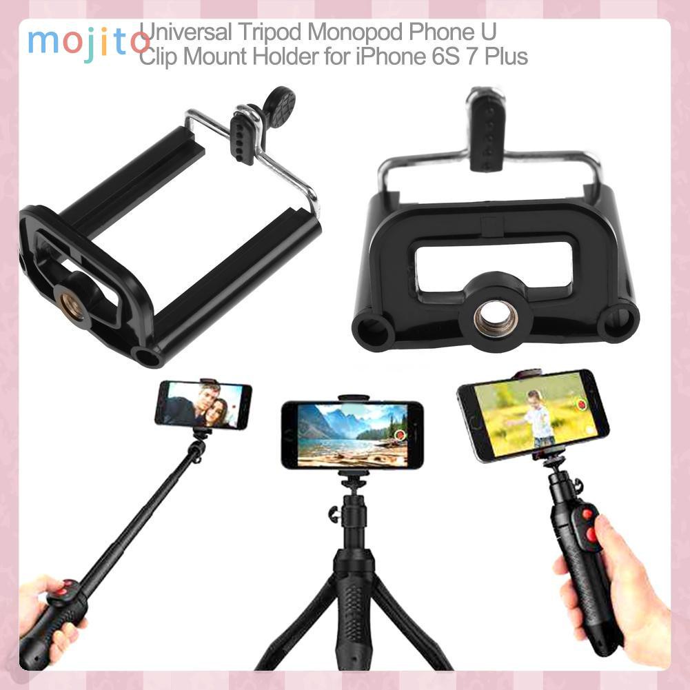 MOJITO Universal Tripod Monopod Phone U Clip Mount Holder for iPhone 6S 7 Plus