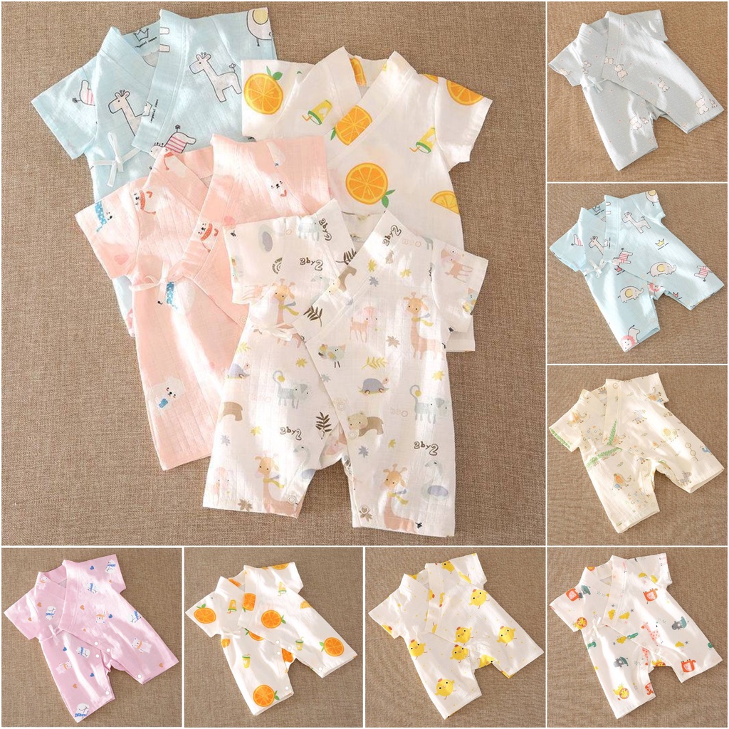 Body cộc tay Yukata cho bé mẫu buộc dây kiểu dáng dễ thương, vải cotton thoáng mát quần áo trẻ em sơ sinh từ 3-12kg