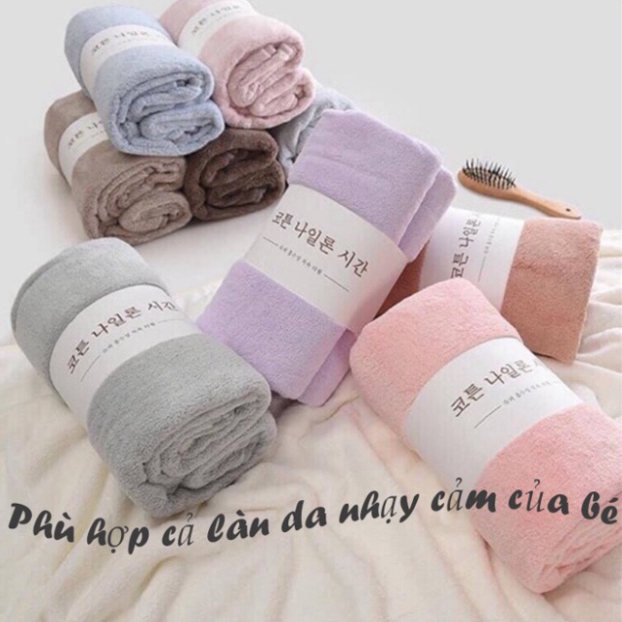 Khăn tắm lông cừu Hàn Quốc màu trơn size lớn 70x140cm nặng 300g cực mềm mại, thấm hút, phù hợp với mọi lứa tuổi