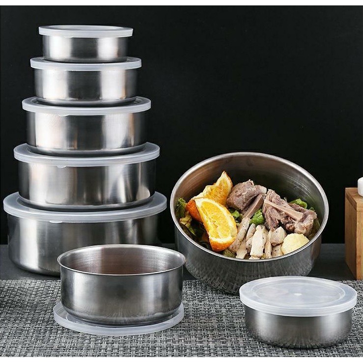 BỘ 5 BÁT INOX CÓ NẮP ĐẬY + TẶNG 3 thìa cafe