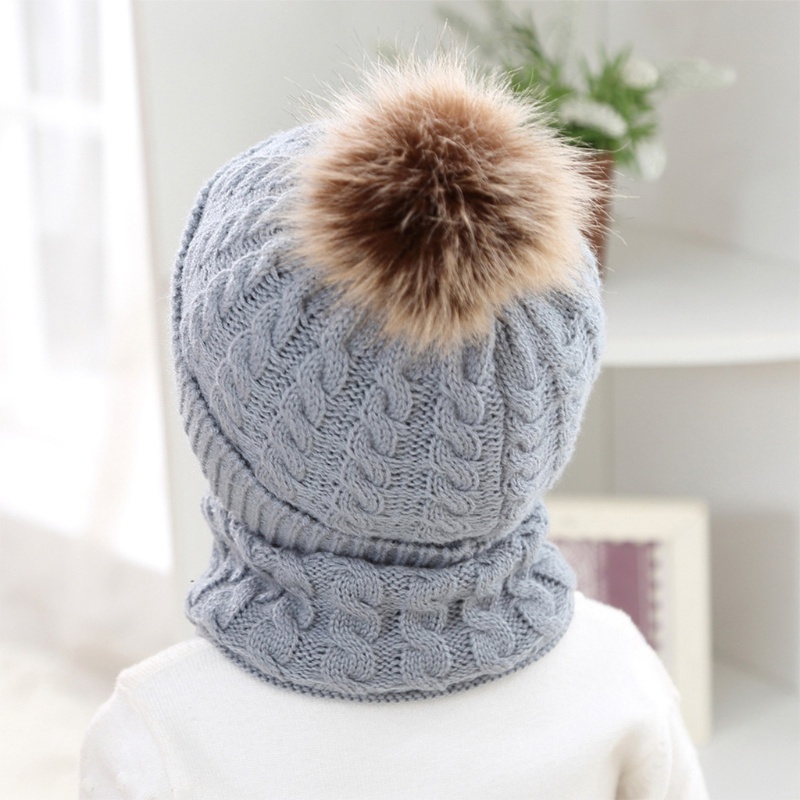 Mũ Beanie Kèm Khăn Choàng Cổ Giữ Ấm Cho Bé