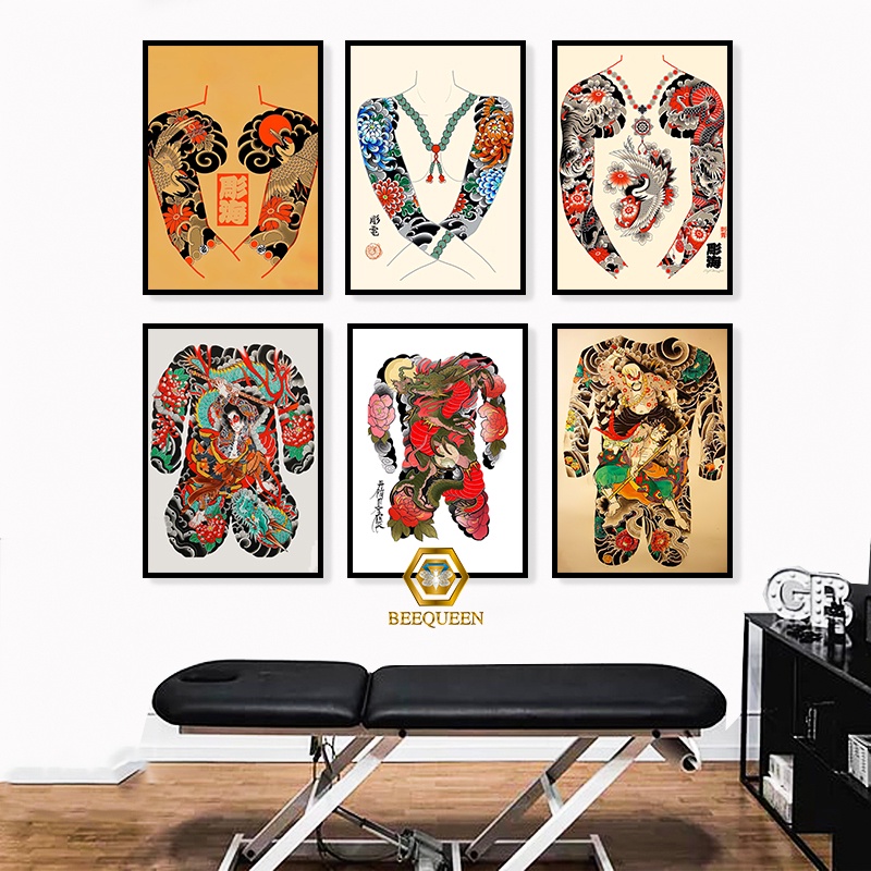 [VT66-85] Tranh Mẫu Xăm - Tranh Tattoo Trang Trí Tiệm Xăm Tattoo Phong Cách Vintage Nhật Bản