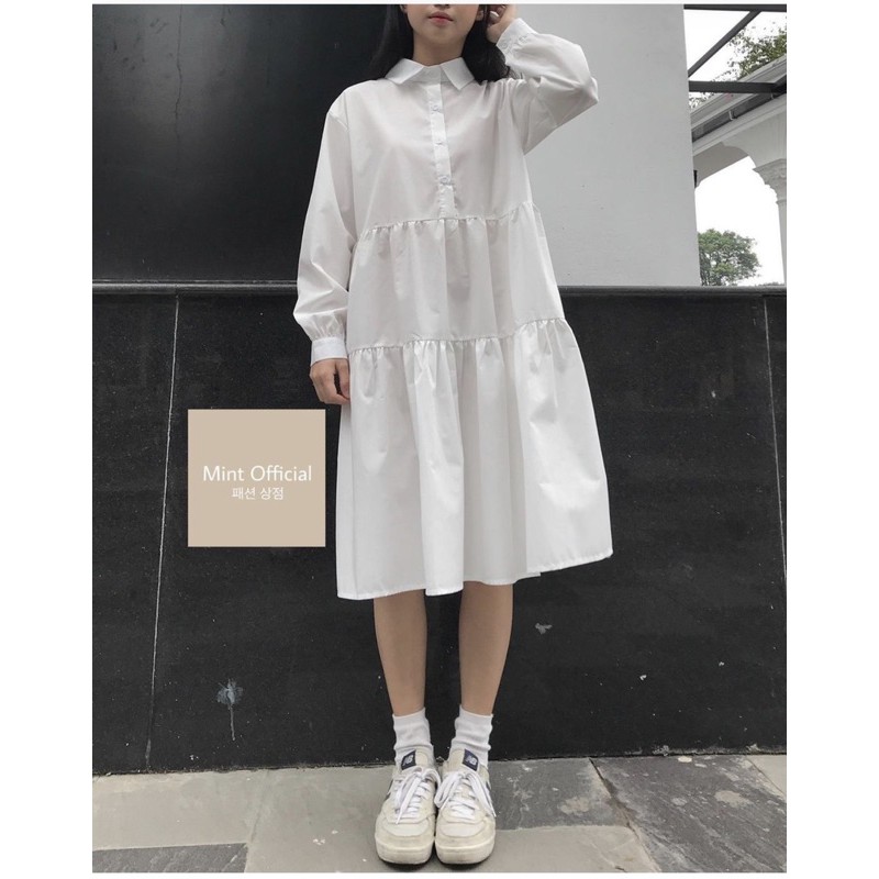 [ Mã FAMAYWA2 giảm 10K đơn 50K] [FREESHIP 50K] Váy sơ mi babydoll tầng tay dài ulzang | BigBuy360 - bigbuy360.vn