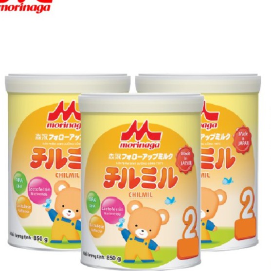 [Tặng 1 hộp sữa 320g cùng loại] Combo 3 hộp sữa Morinaga số 2 Chilmil hộp 850gr