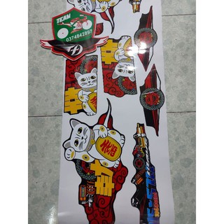 Tem xe wave nhỏ 110 , wave zx , tem mèo thần tài may mắn