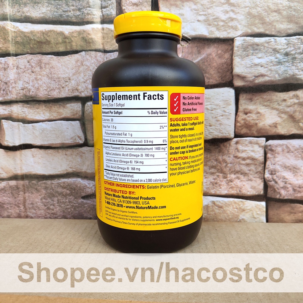 Viên Uống Flaxseed Oil 300 Viên - dầu hạt lanh nature made | Thế Giới Skin Care